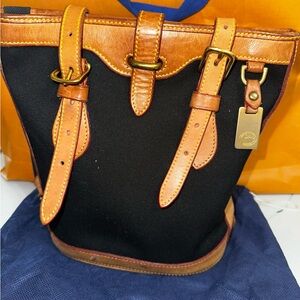 Dooney & Bourke Black and Brown Leather Trim Backpack